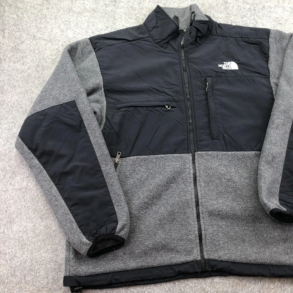 The North Face Jacket Mens Medium Gray Fleece Full Zip Pockets Outdoor Hiking